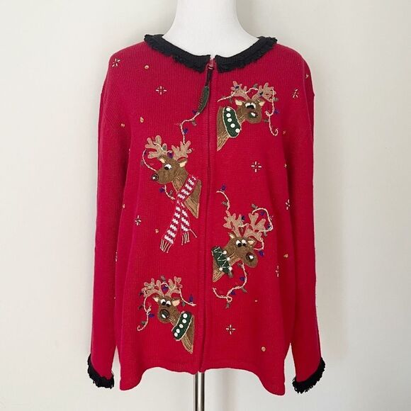 Tiara Christmas zip Cardigan - Picture 1 of 4